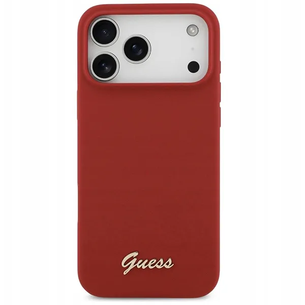 Guess для iPhone 17 Pro чехол Liquid silicone Gold metal logo & Camera Hard Magenta (MagSafe)